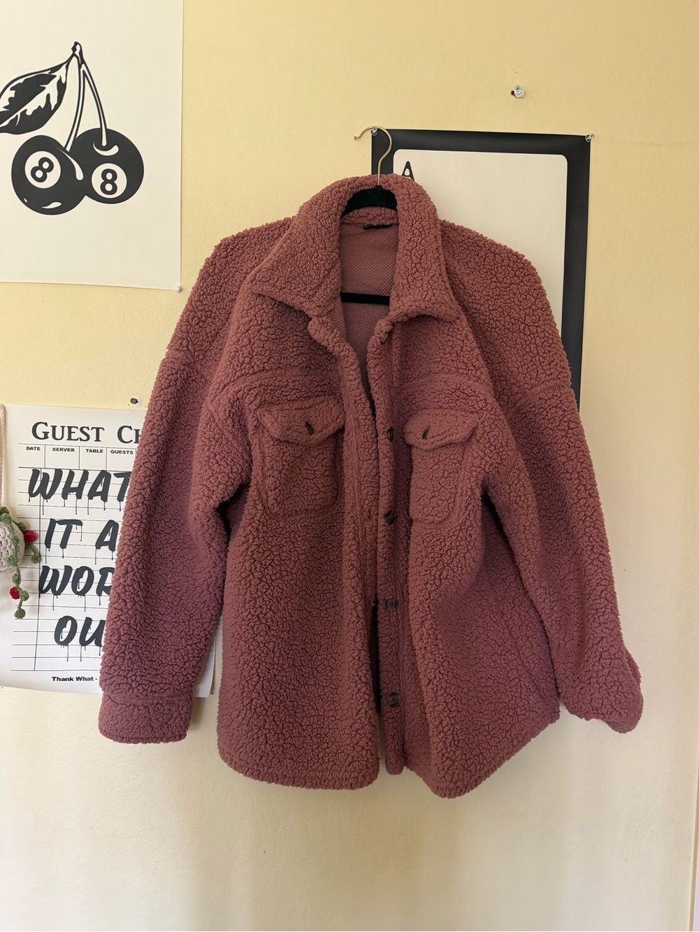 Pink Sherpa Button Up
